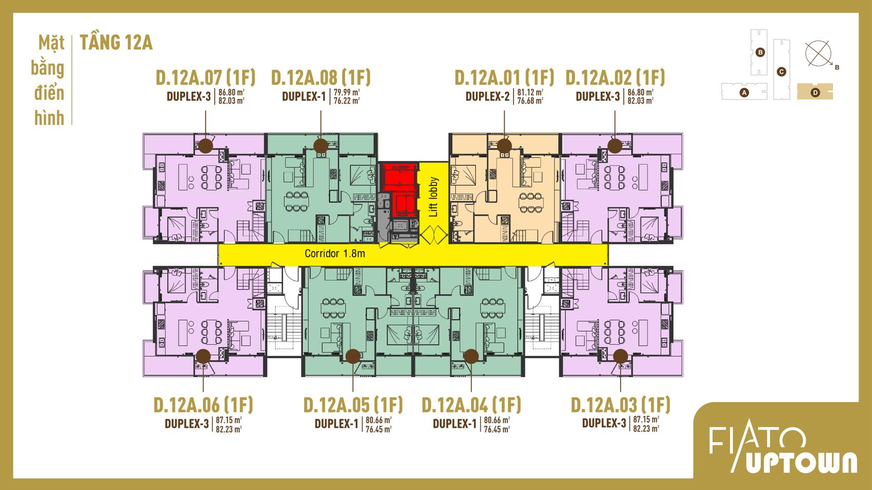 Mặt bằng Duplex tầng 12A block D