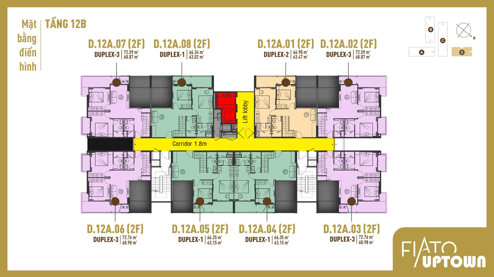Mặt bằng Duplex tầng 12B block D