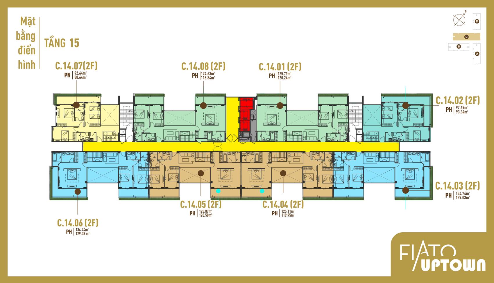 Mặt bằng Penthouse tầng 15 Block C