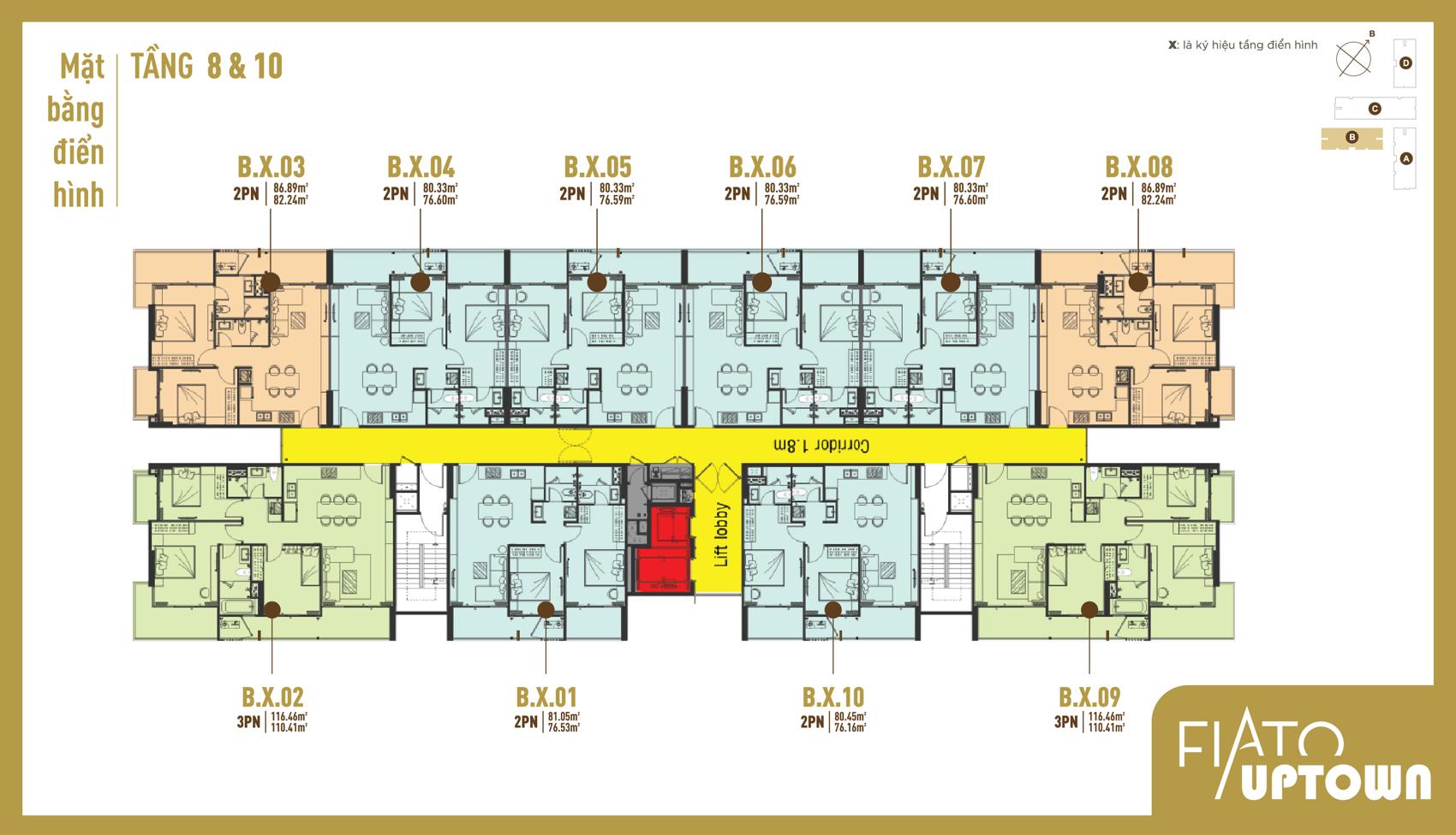 Mặt bằng tầng 8-10 Block B