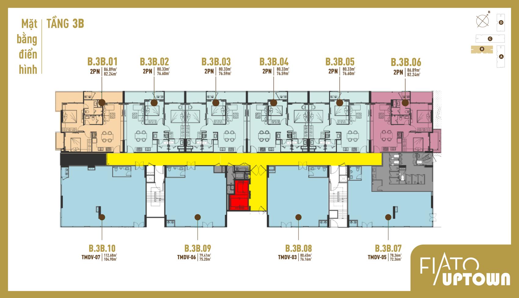 Mặt bằng tầng 3 Block B