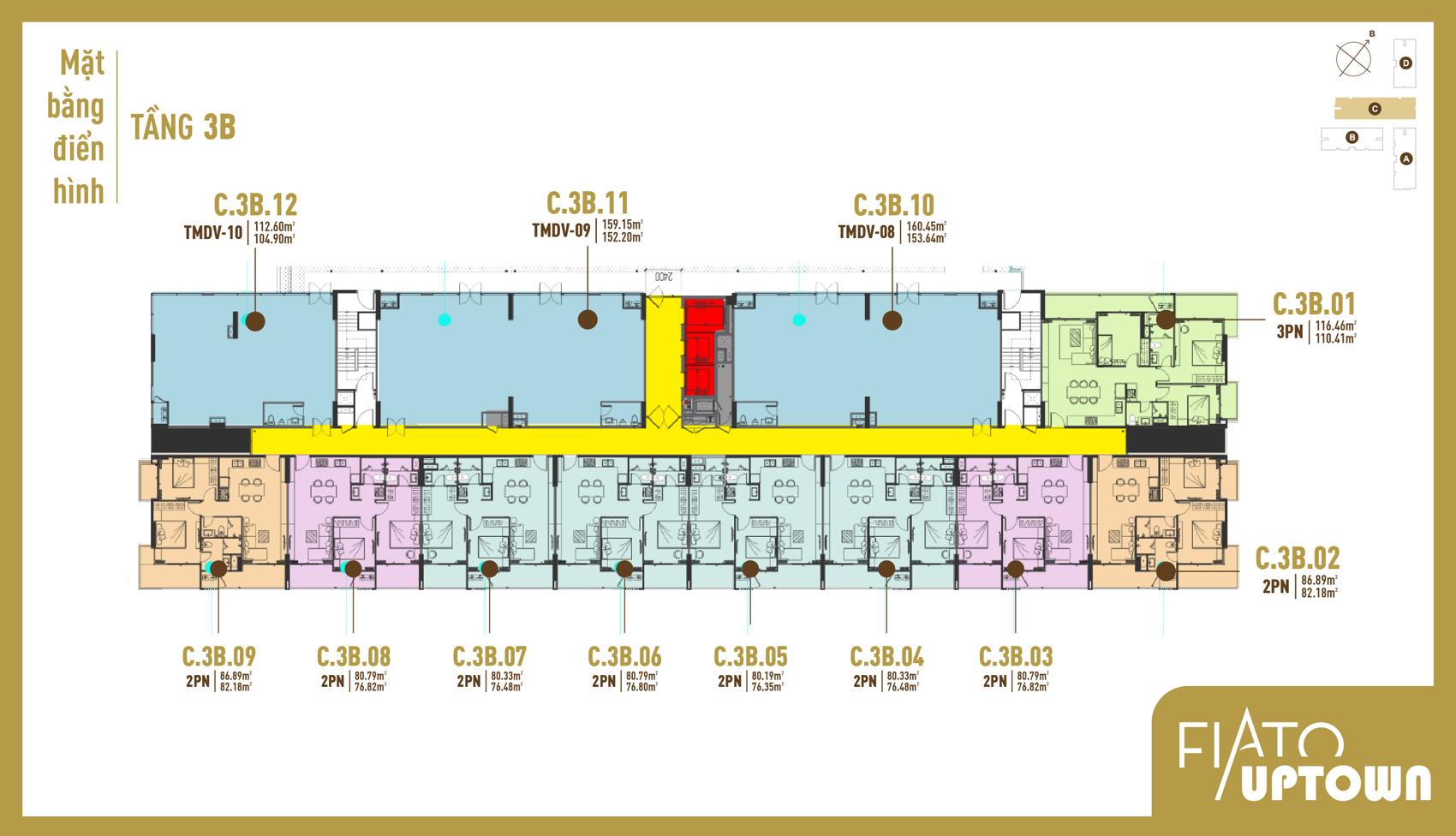 Mặt bằng tầng 3 Block C