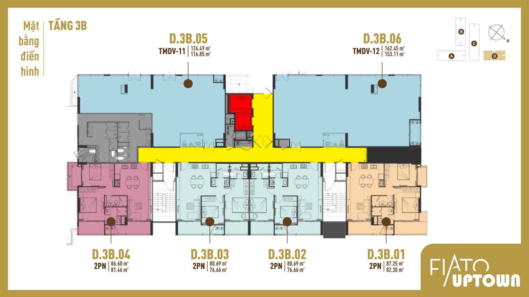 Mặt bằng tầng 3 Block D
